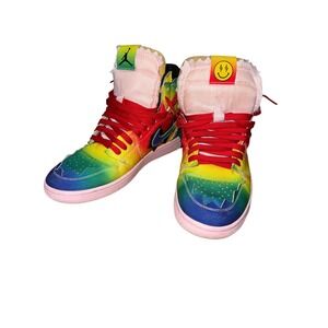 Air Jordan 1 Retro High OG J Balvin Rainbow Tie Dye Sneakers DC3481-900 Mens 9.5